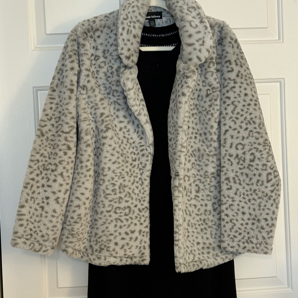 Cozy animal print faux fur jacket